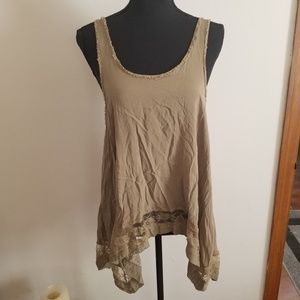 Free People Lace Trim Tank Taupe